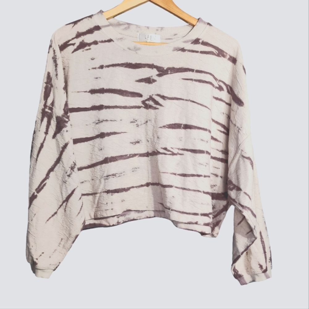 Labiz Tie Dye long sleeve oversized boxy crop top shirt M